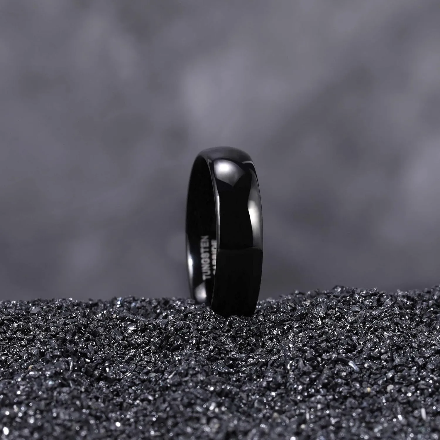 TRUMIUM 2mm 4mm 6mm 8mm Black Tungsten Ring for Men Women Wedding Band Domed High Polish Comfort Fit 4-15