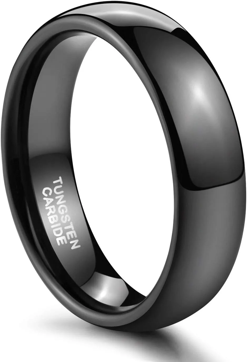 TRUMIUM 2mm 4mm 6mm 8mm Black Tungsten Ring for Men Women Wedding Band Domed High Polish Comfort Fit 4-15