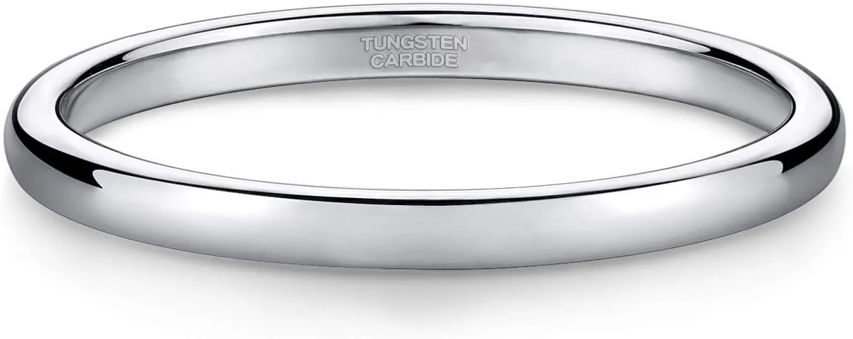 TRUMIUM 2mm 4mm 6mm 8mm Tungsten Wedding Band Ring for Men Women Gold/Rose Gold/Silver Domed High Polish Comfort Fit 4-15
