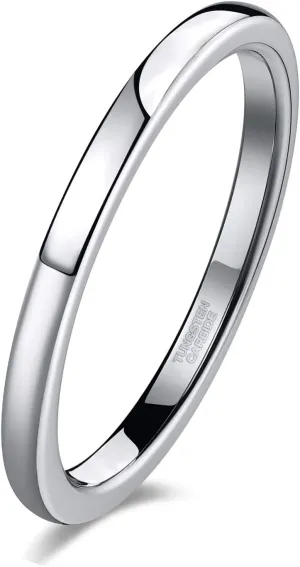 TRUMIUM 2mm 4mm 6mm 8mm Tungsten Wedding Band Ring for Men Women Gold/Rose Gold/Silver Domed High Polish Comfort Fit 4-15