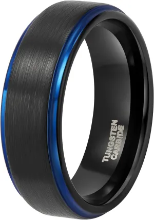 TRUMIUM 4mm 6mm 8mm Tungsten Rings for Men Women Silver Blue Rose Gold Black Tungsten Wedding Band Matte Brushed Finish Comfort Fit Size 4-15