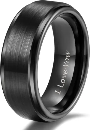 TRUMIUM 4mm 6mm 8mm Tungsten Rings for Men Women Silver Blue Rose Gold Black Tungsten Wedding Band Matte Brushed Finish Comfort Fit Size 4-15