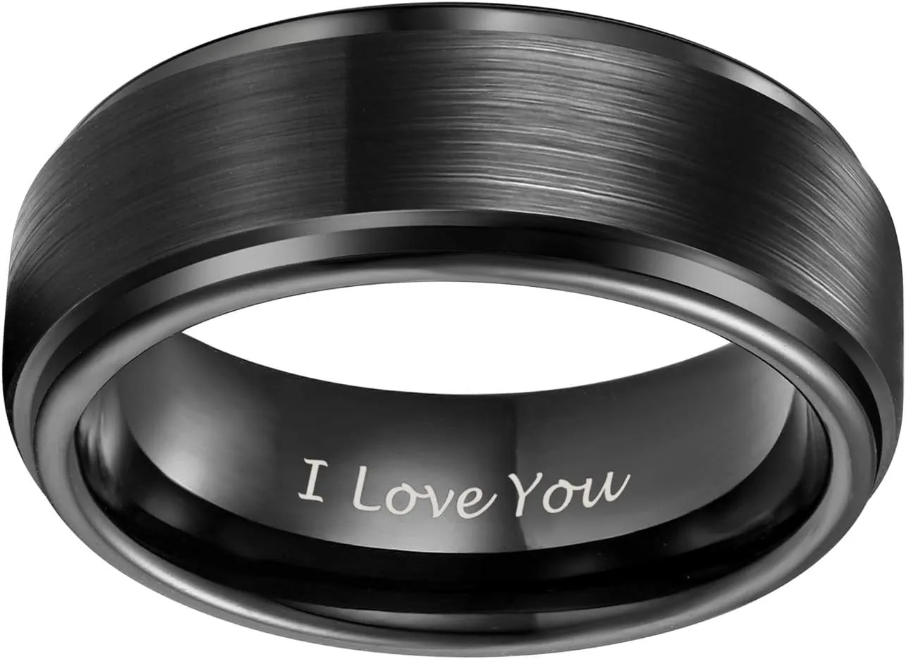 TRUMIUM 4mm 6mm 8mm Tungsten Rings for Men Women Silver Blue Rose Gold Black Tungsten Wedding Band Matte Brushed Finish Comfort Fit Size 4-15