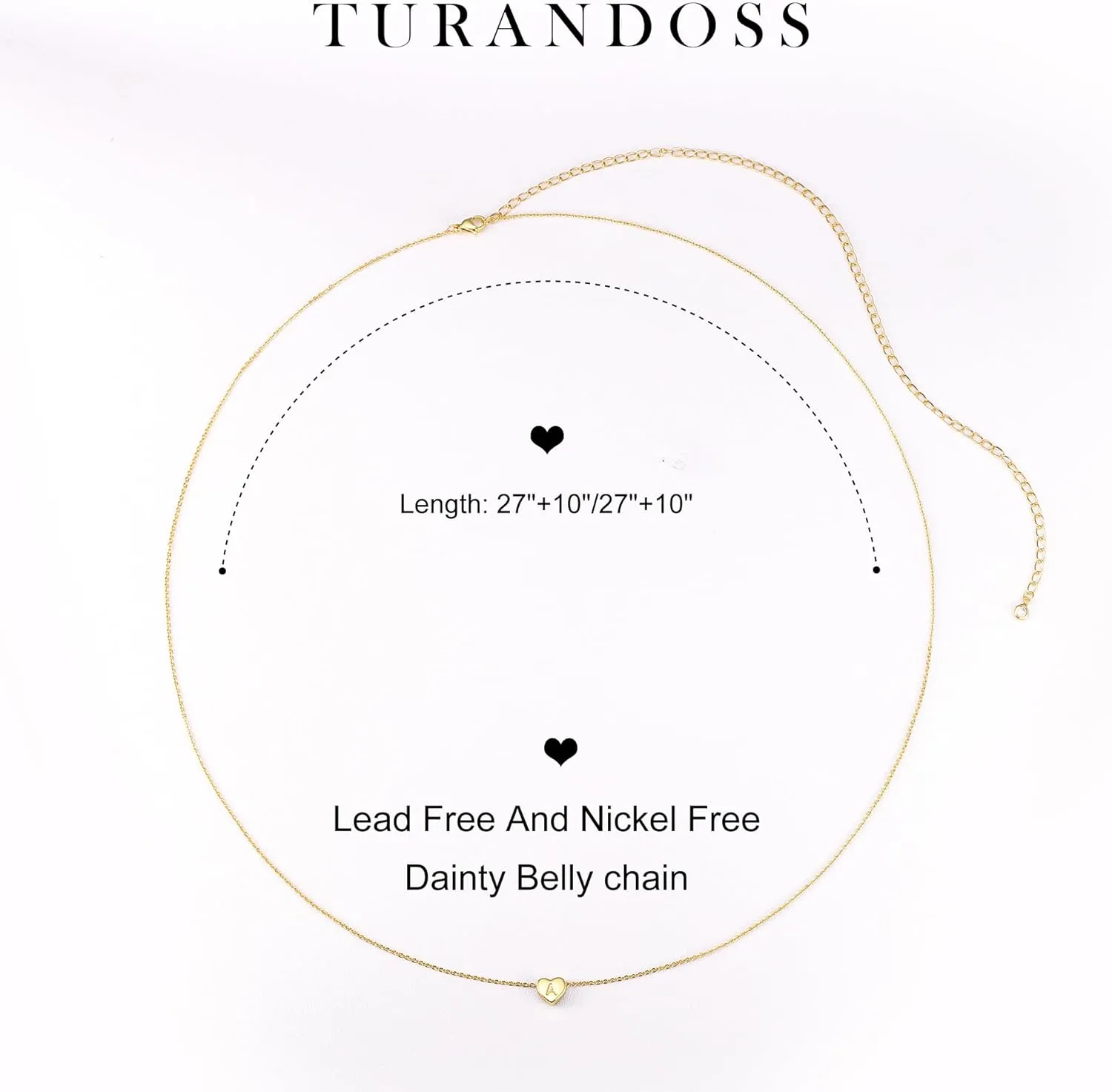 Turandoss 2PCS Initial Letter Belly Chain for Women - Gold Waist Chain, Body Chain Jewelry, Beach Gifts
