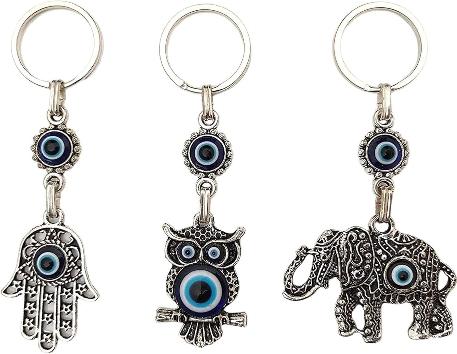 Turkish Evil Eye Keychain Set of 3 - Turkish Gifts - Evil Eye Keychains for Car Keys, Evil Eye Key Chains Women and Men