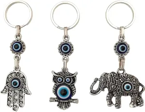 Turkish Evil Eye Keychain Set of 3 - Turkish Gifts - Evil Eye Keychains for Car Keys, Evil Eye Key Chains Women and Men