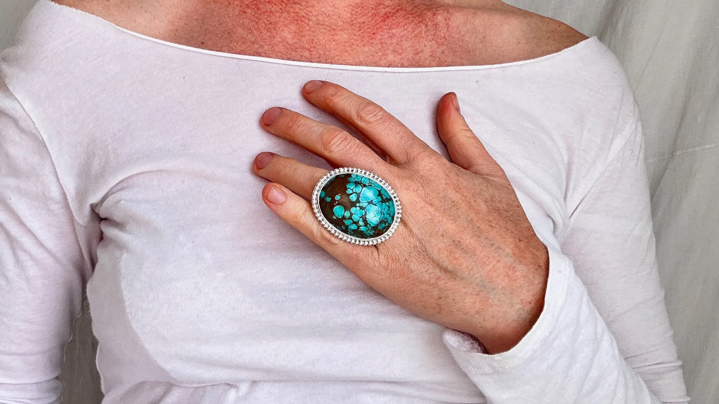 Turquoise and Silver Ring. Size 6.5. 0822
