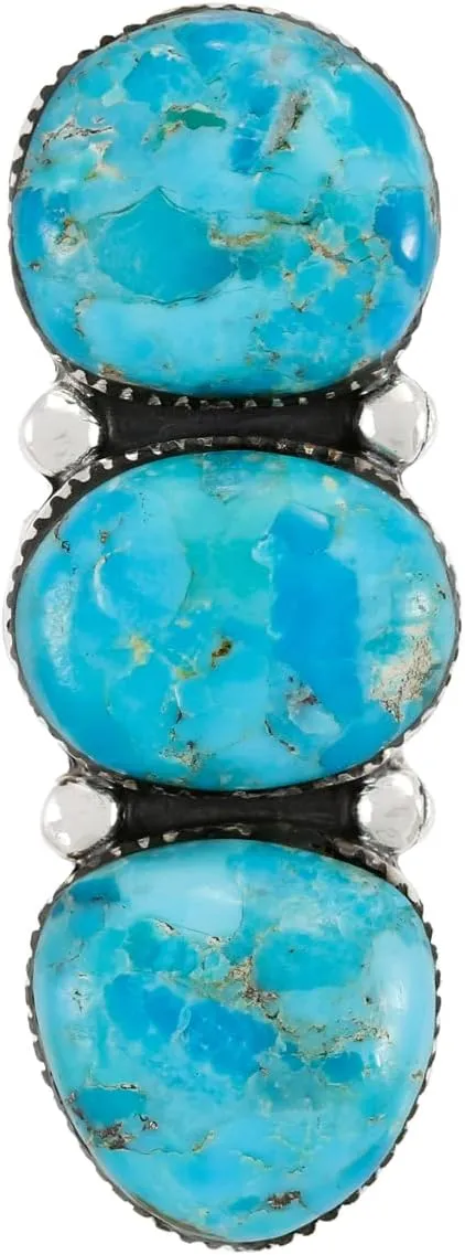 Turquoise Ring Sterling Silver 925 Genuine Gemstones Size 6 to 11