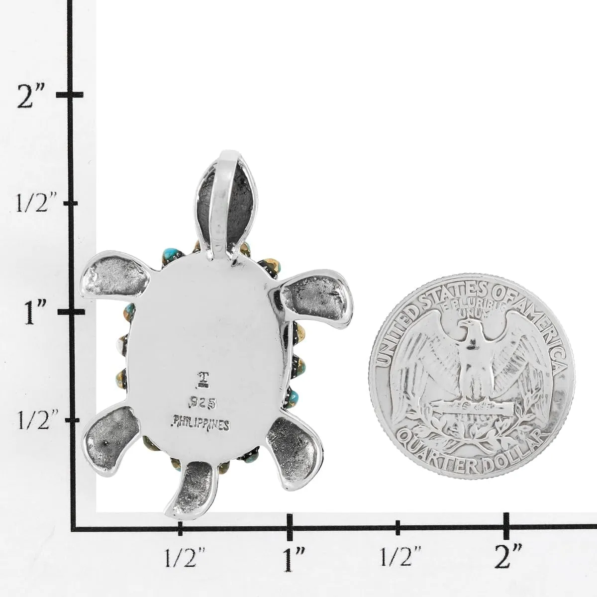 Turtle Turquoise Pendant Necklace 20" Sterling Silver 925 Genuine Gemstones (Choose Color)