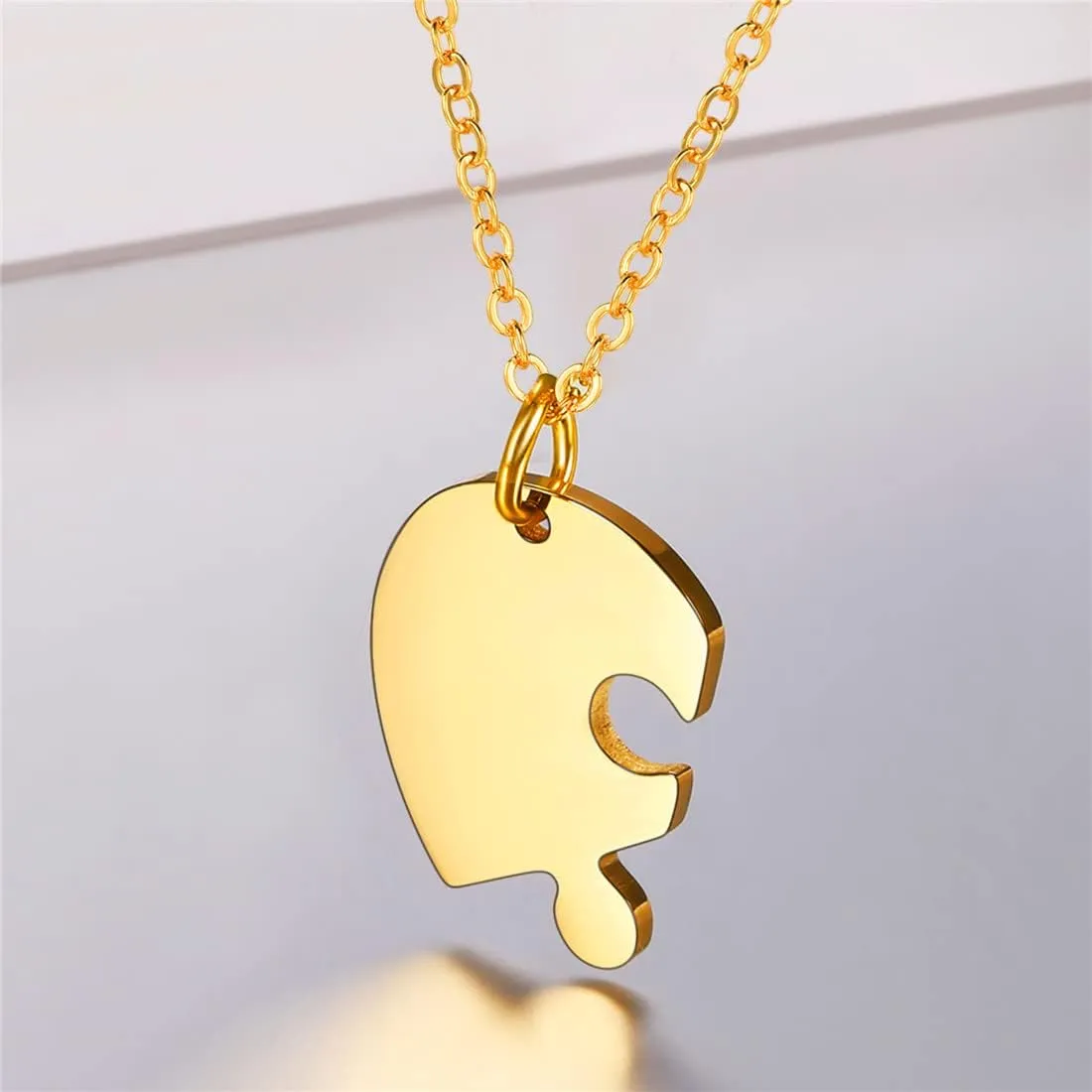 U7 BFF Necklace for 2/3/4/5/6 Women Girls Stainless Steel Personalized Family/Sibling/Friendship Jewelry Set Custom Best Friend Name Engrave Heart Puzzle Matching Pendant Necklaces