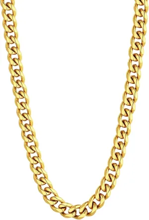 U7 Diamond Cut Miami Cuban Link Chain for Men Women Stainless Steel Curb Chain Necklace, Cool Hip Hop Jewelry Silver/Black/18K Gold Plated Chains, Width 3/6/9/12mm,18/20/22/24/26/28/30 Inch
