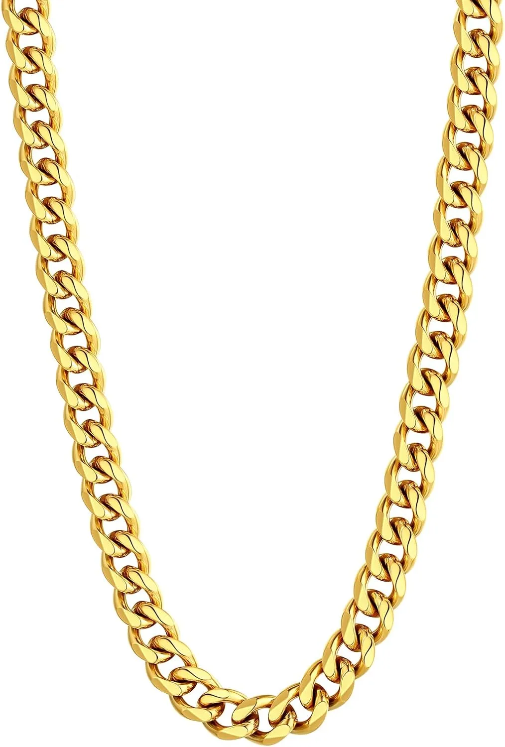 U7 Diamond Cut Miami Cuban Link Chain for Men Women Stainless Steel Curb Chain Necklace, Cool Hip Hop Jewelry Silver/Black/18K Gold Plated Chains, Width 3/6/9/12mm,18/20/22/24/26/28/30 Inch