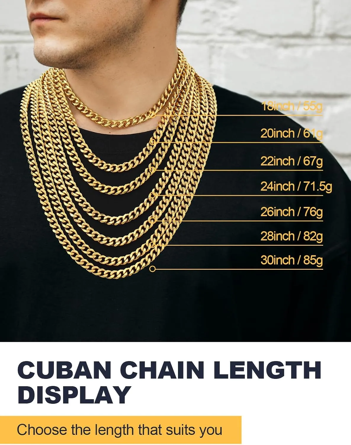 U7 Diamond Cut Miami Cuban Link Chain for Men Women Stainless Steel Curb Chain Necklace, Cool Hip Hop Jewelry Silver/Black/18K Gold Plated Chains, Width 3/6/9/12mm,18/20/22/24/26/28/30 Inch