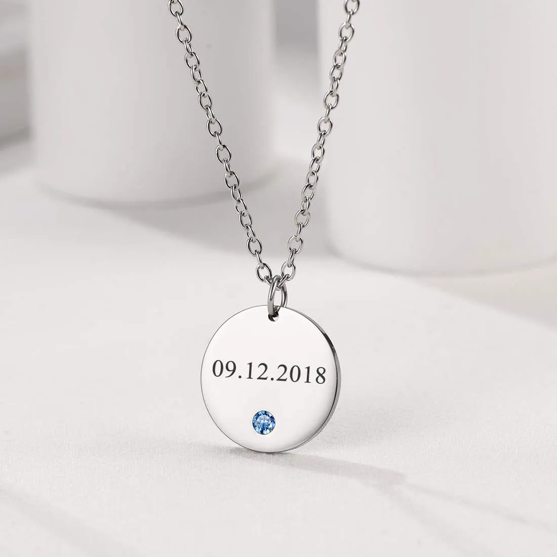 U7 Personalized Mothers Necklace with 1-8 Children Name Simulated Birthstones, Stainless Steel 18K Gold Plated Tree of Life Pendant/Disc Bar/Feet Necklaces for Grandma
