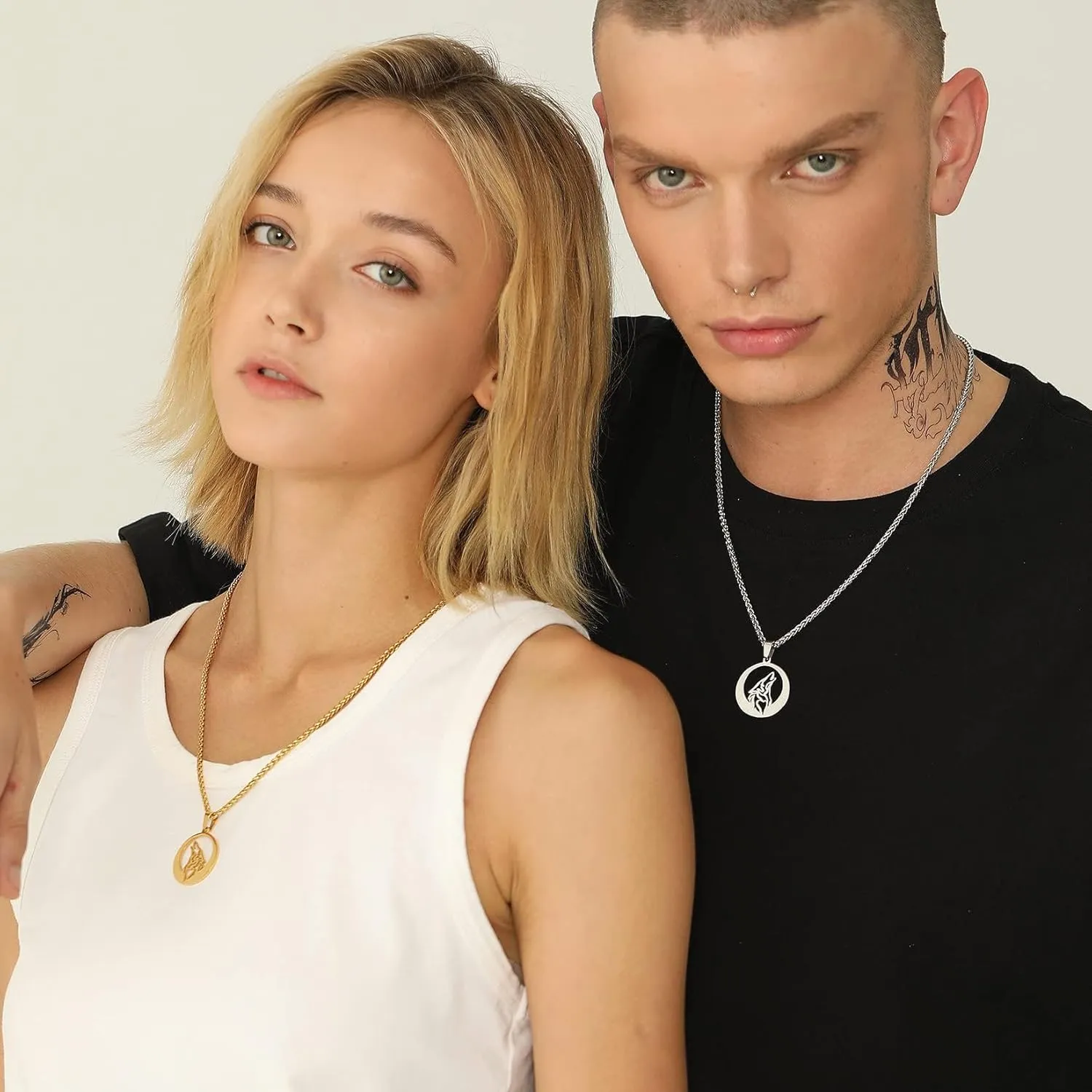 U7 Punk Chameleon/Eagle/Dragon/Hawk/Wolf Necklaces for Men Women, Retro Black Stainless Steel Animal Pendant Personalized Jewelry Gift Cool Necklace with 22 Inch Chain