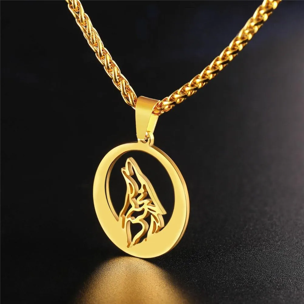 U7 Punk Chameleon/Eagle/Dragon/Hawk/Wolf Necklaces for Men Women, Retro Black Stainless Steel Animal Pendant Personalized Jewelry Gift Cool Necklace with 22 Inch Chain
