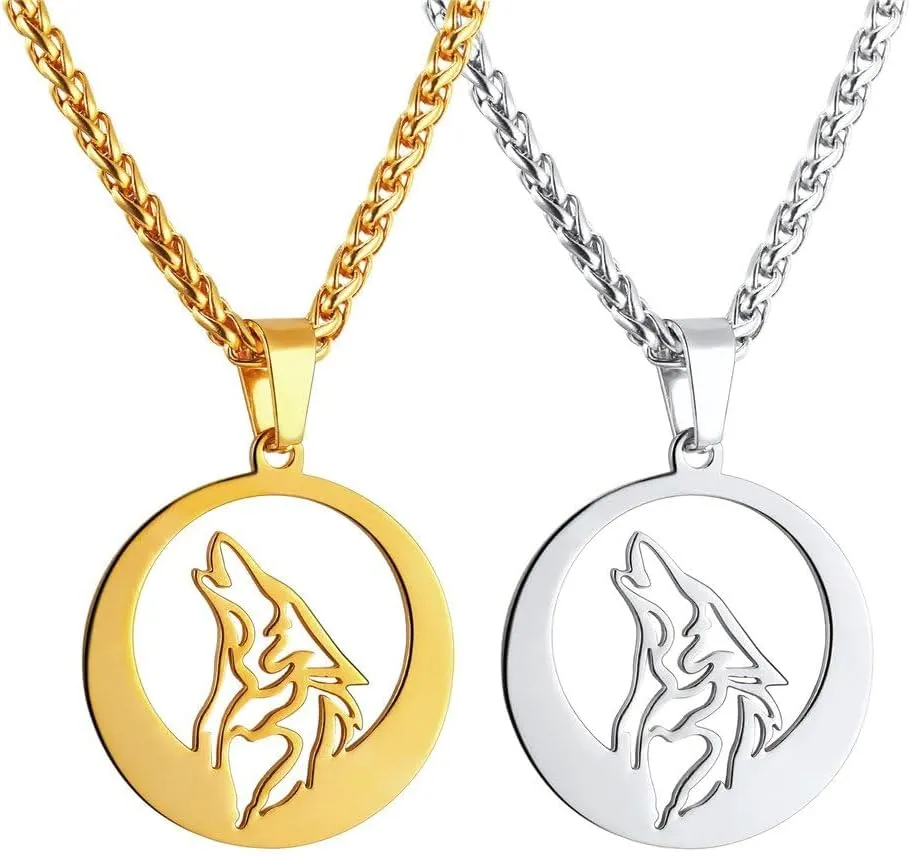 U7 Punk Chameleon/Eagle/Dragon/Hawk/Wolf Necklaces for Men Women, Retro Black Stainless Steel Animal Pendant Personalized Jewelry Gift Cool Necklace with 22 Inch Chain