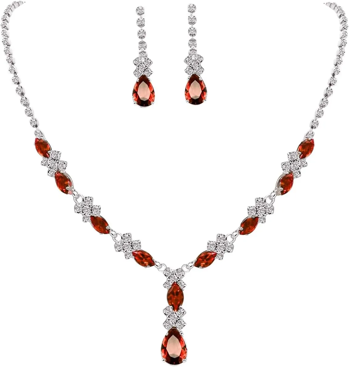 UDYLGOON CZ Crystal Earrings Necklace Bracelet Jewelry Set for Women Costume Party Bride Bridesmaid Wedding Prom Jewelry