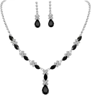 UDYLGOON CZ Crystal Earrings Necklace Bracelet Jewelry Set for Women Costume Party Bride Bridesmaid Wedding Prom Jewelry