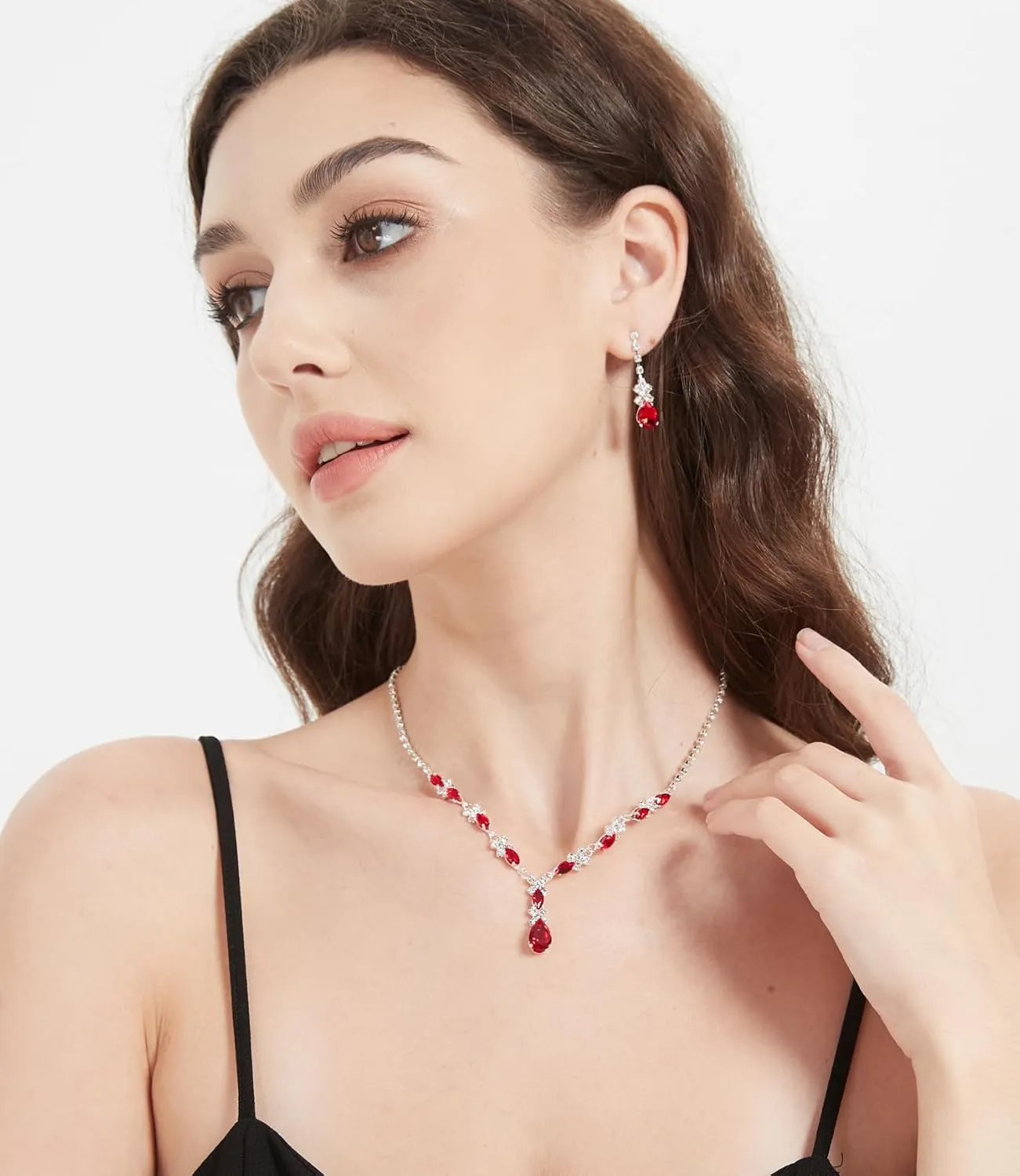 UDYLGOON CZ Crystal Earrings Necklace Bracelet Jewelry Set for Women Costume Party Bride Bridesmaid Wedding Prom Jewelry