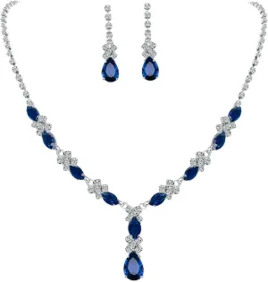 UDYLGOON CZ Crystal Earrings Necklace Bracelet Jewelry Set for Women Costume Party Bride Bridesmaid Wedding Prom Jewelry