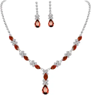 UDYLGOON CZ Crystal Earrings Necklace Bracelet Jewelry Set for Women Costume Party Bride Bridesmaid Wedding Prom Jewelry
