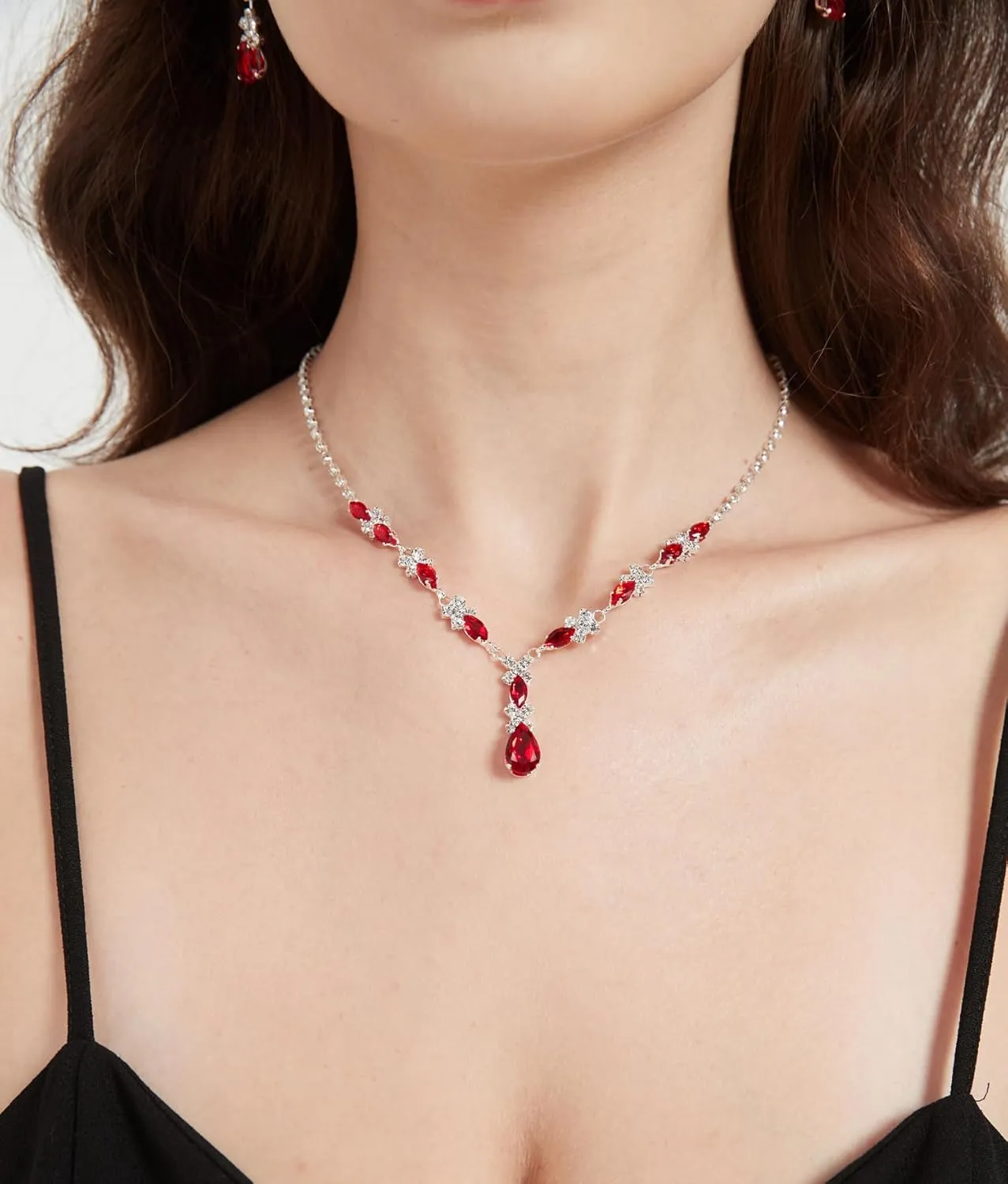 UDYLGOON CZ Crystal Earrings Necklace Bracelet Jewelry Set for Women Costume Party Bride Bridesmaid Wedding Prom Jewelry