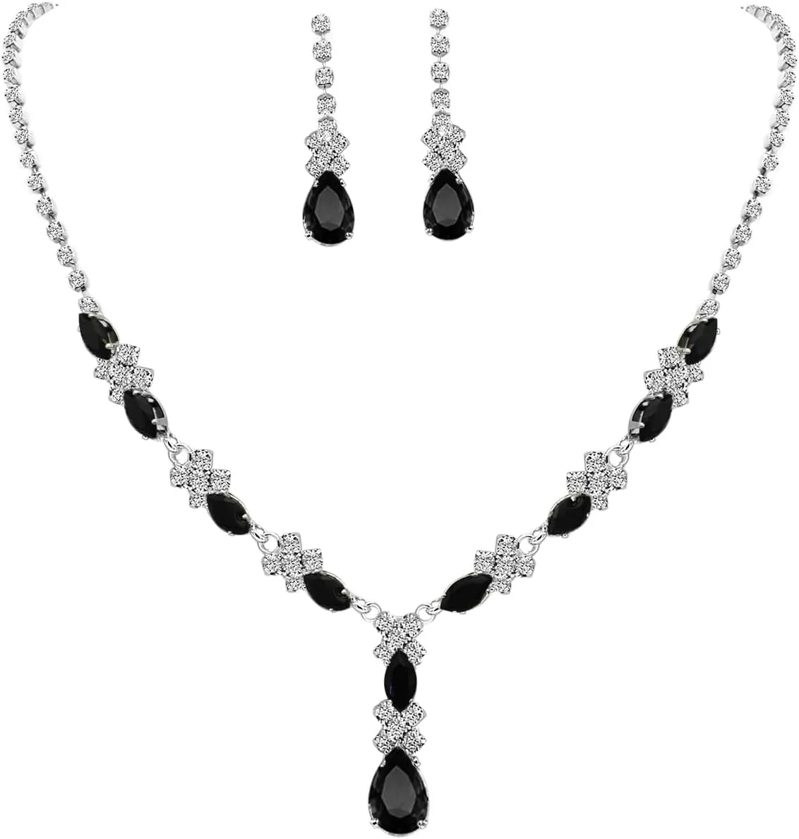 UDYLGOON CZ Crystal Earrings Necklace Bracelet Jewelry Set for Women Costume Party Bride Bridesmaid Wedding Prom Jewelry
