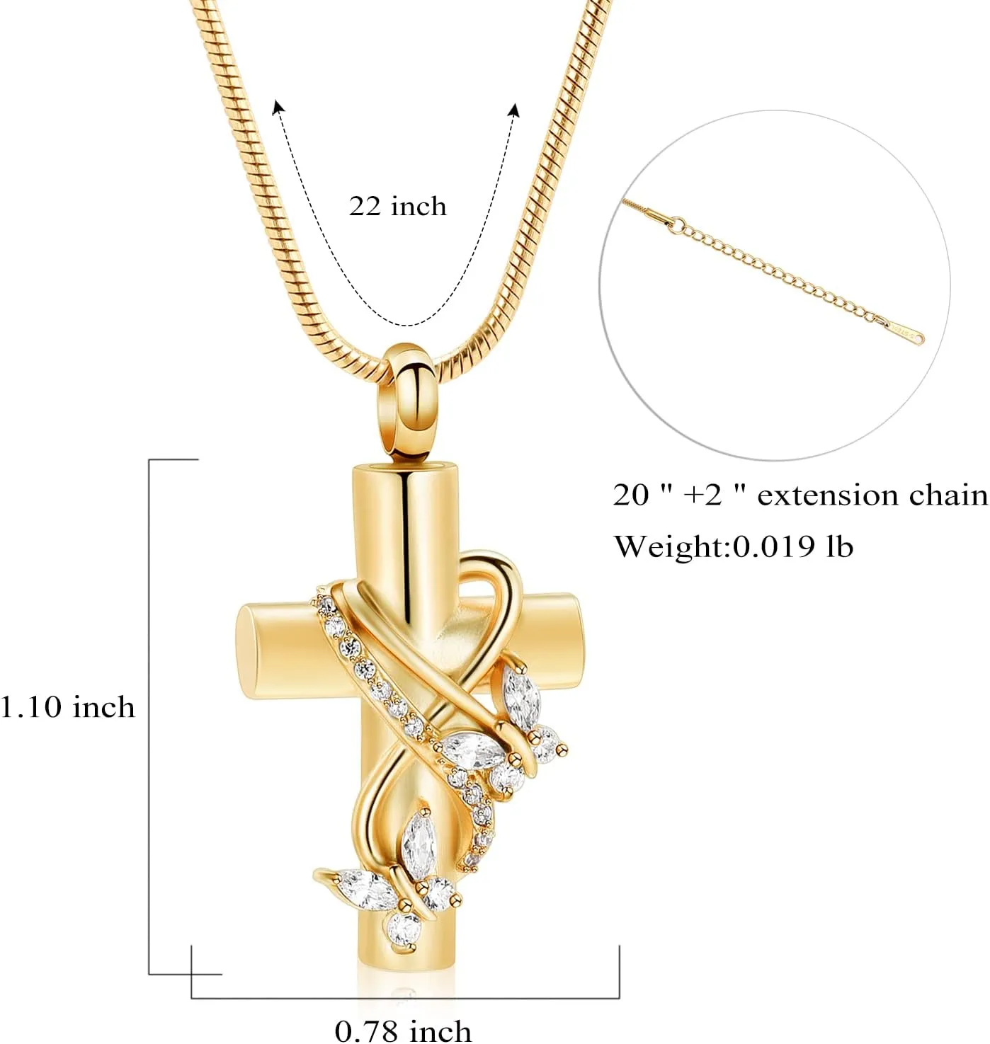 Urn Necklaces for Ashes Butterfly Cremation Jewelry for Ashes for Human Cross with Crystal Butterfly Memorial Ash Pendant Keepsake Jewelry Gifts for Loss of Loved One