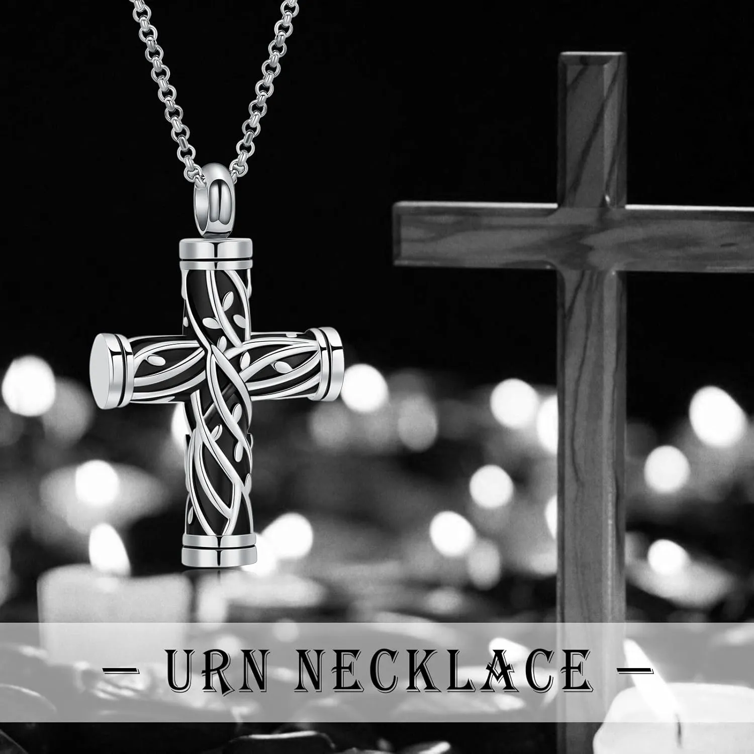 Urn Necklaces for Ashes Cross Cremation Jewelry for Ashes Memorial Ash Pendant with Hollow Keepsake Jewelry Gifts for Loss of Loved One with Funnel Filler Kit