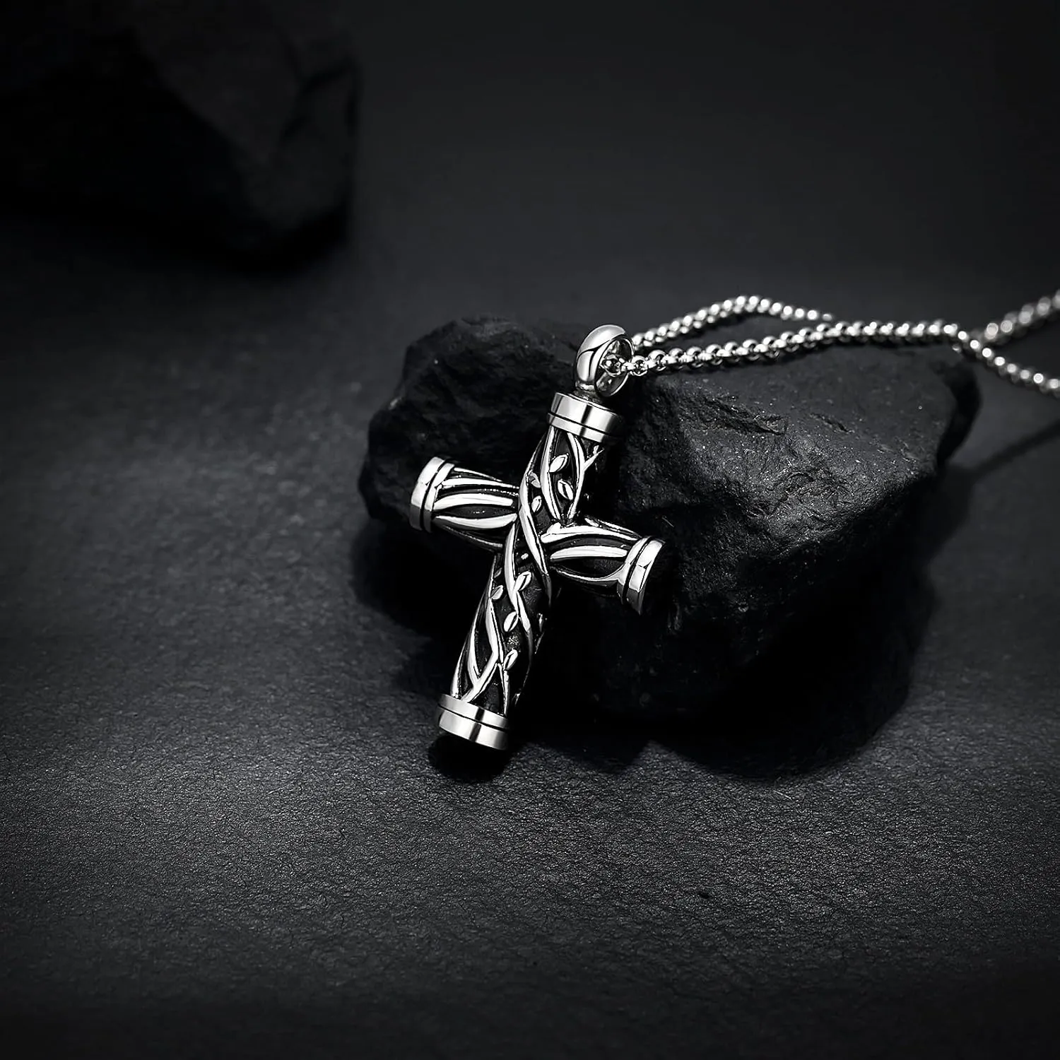 Urn Necklaces for Ashes Cross Cremation Jewelry for Ashes Memorial Ash Pendant with Hollow Keepsake Jewelry Gifts for Loss of Loved One with Funnel Filler Kit
