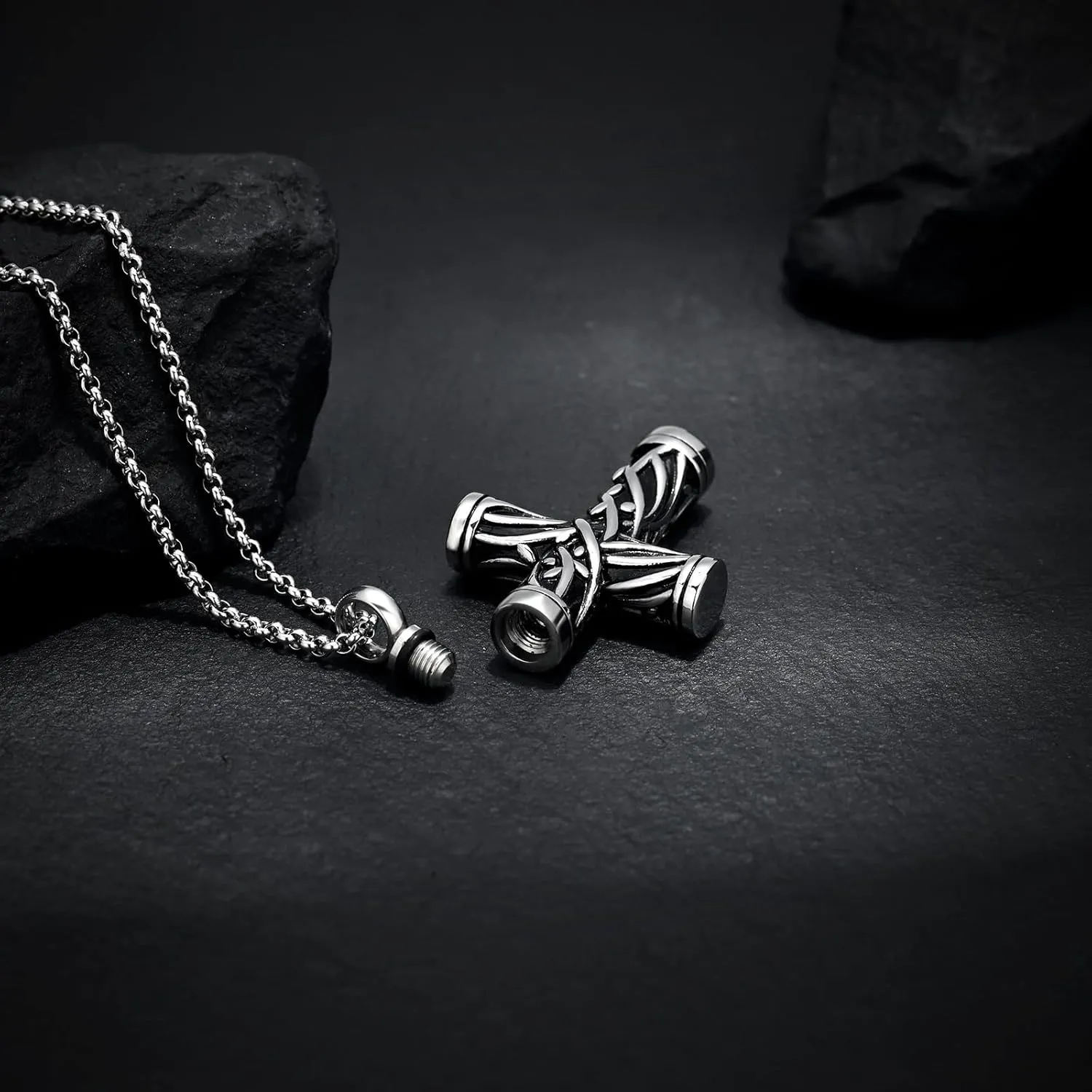 Urn Necklaces for Ashes Cross Cremation Jewelry for Ashes Memorial Ash Pendant with Hollow Keepsake Jewelry Gifts for Loss of Loved One with Funnel Filler Kit