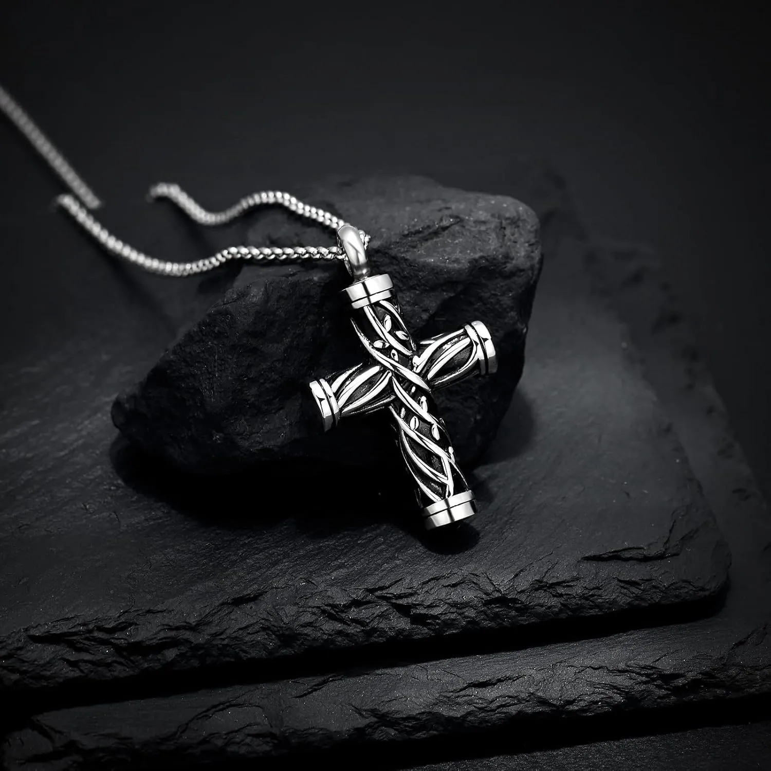 Urn Necklaces for Ashes Cross Cremation Jewelry for Ashes Memorial Ash Pendant with Hollow Keepsake Jewelry Gifts for Loss of Loved One with Funnel Filler Kit