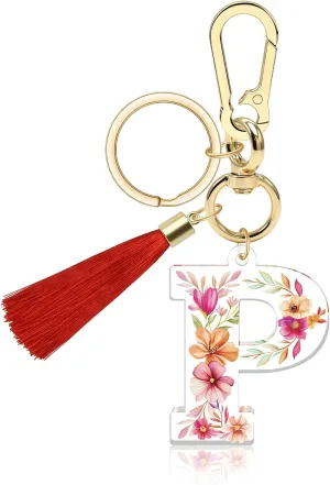 Vadaka Initial Letter Keychain for Women Girls Tassel Letter Keychain for Backpack Key Chains for Kids Backpack Key Chain