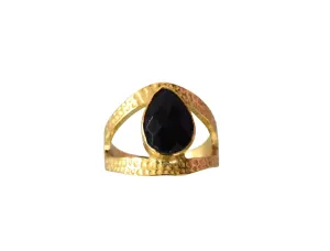 Veracity Jewelry Gold Plated Gemstone Rings For Women & Girls - Jewelry For Women's Birthday Anniversary Wife Mom Girlfriend Sister - Western Style Handmade Jewelry (Black onyx)