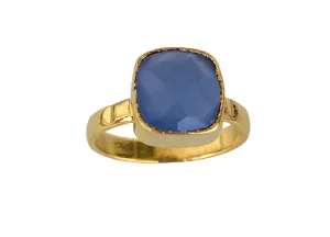 Veracity Jewelry Gold Plated Gemstone Rings For Women & Girls - Jewelry For Women's Birthday Anniversary Wife Mom Girlfriend Sister - Western Style Handmade Jewelry (Blue chalcedony)