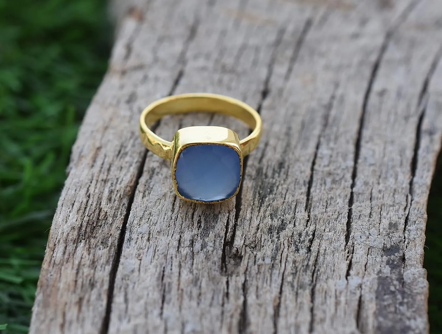 Veracity Jewelry Gold Plated Gemstone Rings For Women & Girls - Jewelry For Women's Birthday Anniversary Wife Mom Girlfriend Sister - Western Style Handmade Jewelry (Blue chalcedony)