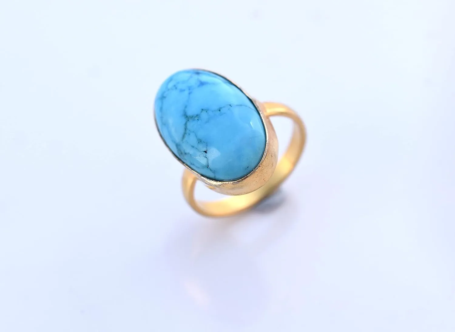 Veracity Jewelry Gold Plated Gemstone Rings For Women & Girls - Jewelry For Women's Birthday Anniversary Wife Mom Girlfriend Sister - Western Style Handmade Jewelry (Turquoise blue)