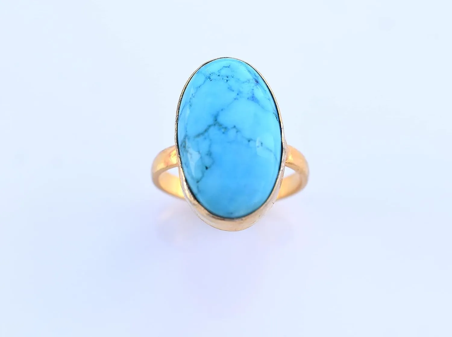Veracity Jewelry Gold Plated Gemstone Rings For Women & Girls - Jewelry For Women's Birthday Anniversary Wife Mom Girlfriend Sister - Western Style Handmade Jewelry (Turquoise blue)