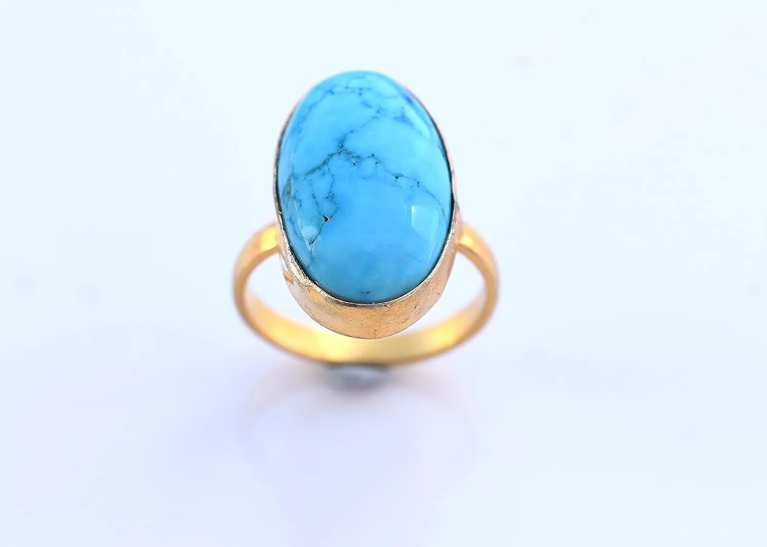 Veracity Jewelry Gold Plated Gemstone Rings For Women & Girls - Jewelry For Women's Birthday Anniversary Wife Mom Girlfriend Sister - Western Style Handmade Jewelry (Turquoise blue)