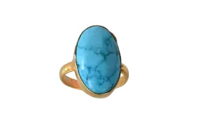 Veracity Jewelry Gold Plated Gemstone Rings For Women & Girls - Jewelry For Women's Birthday Anniversary Wife Mom Girlfriend Sister - Western Style Handmade Jewelry (Turquoise blue)