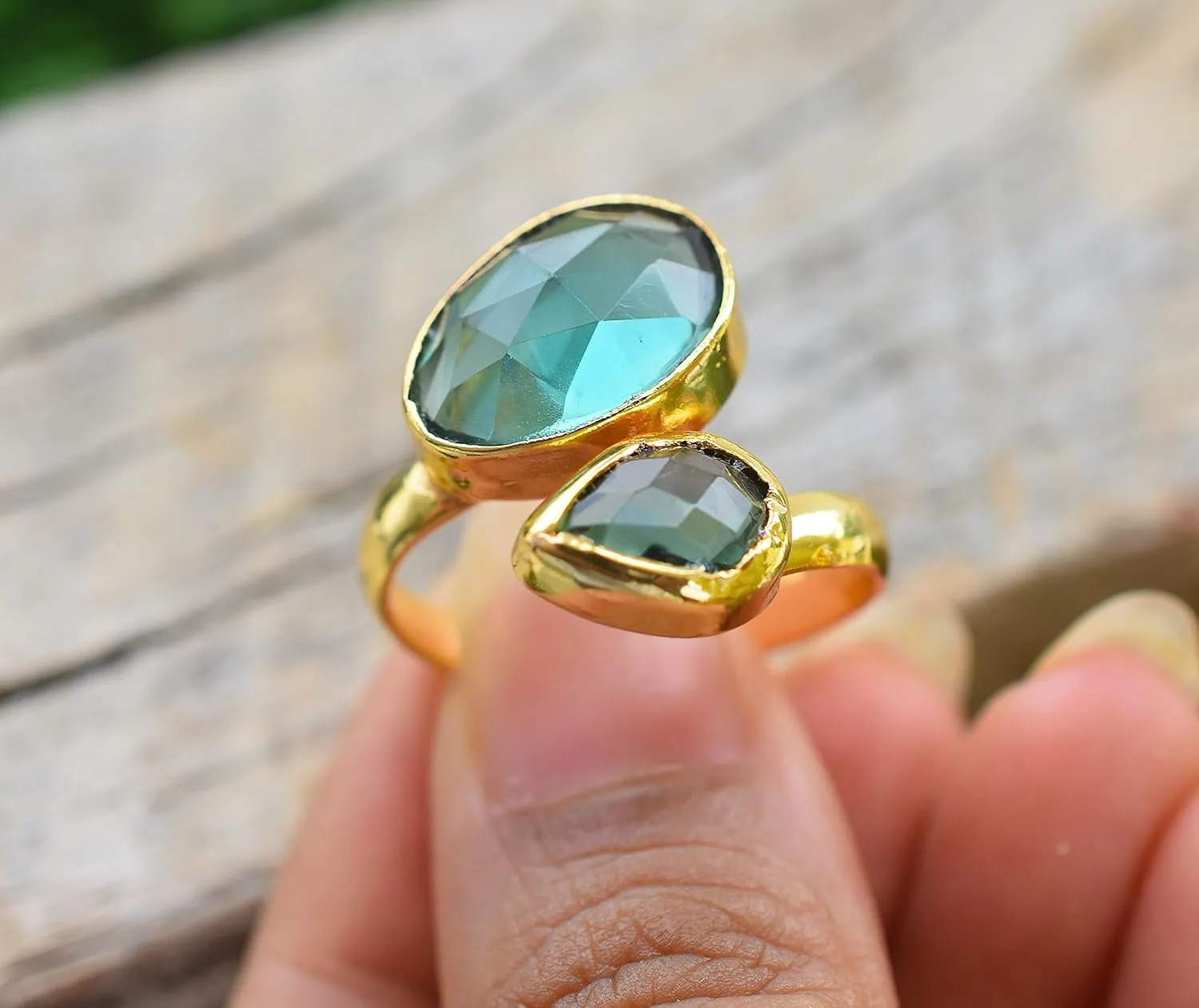 Veracity Jewelry Gold Plated Multi Gemstone Rings For Women & Girls - Jewelry For Women's Birthday Anniversary Wife Mom Girlfriend Sister - Handmade Gifts (Green tourmaline)