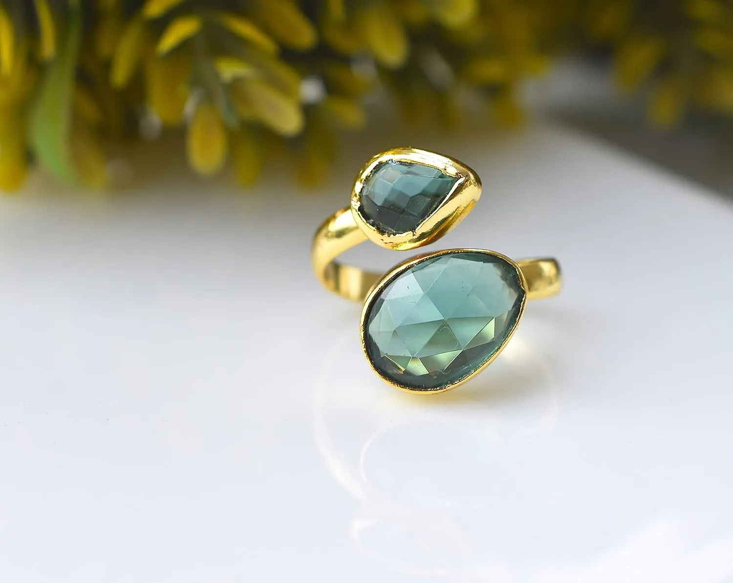 Veracity Jewelry Gold Plated Multi Gemstone Rings For Women & Girls - Jewelry For Women's Birthday Anniversary Wife Mom Girlfriend Sister - Handmade Gifts (Green tourmaline)