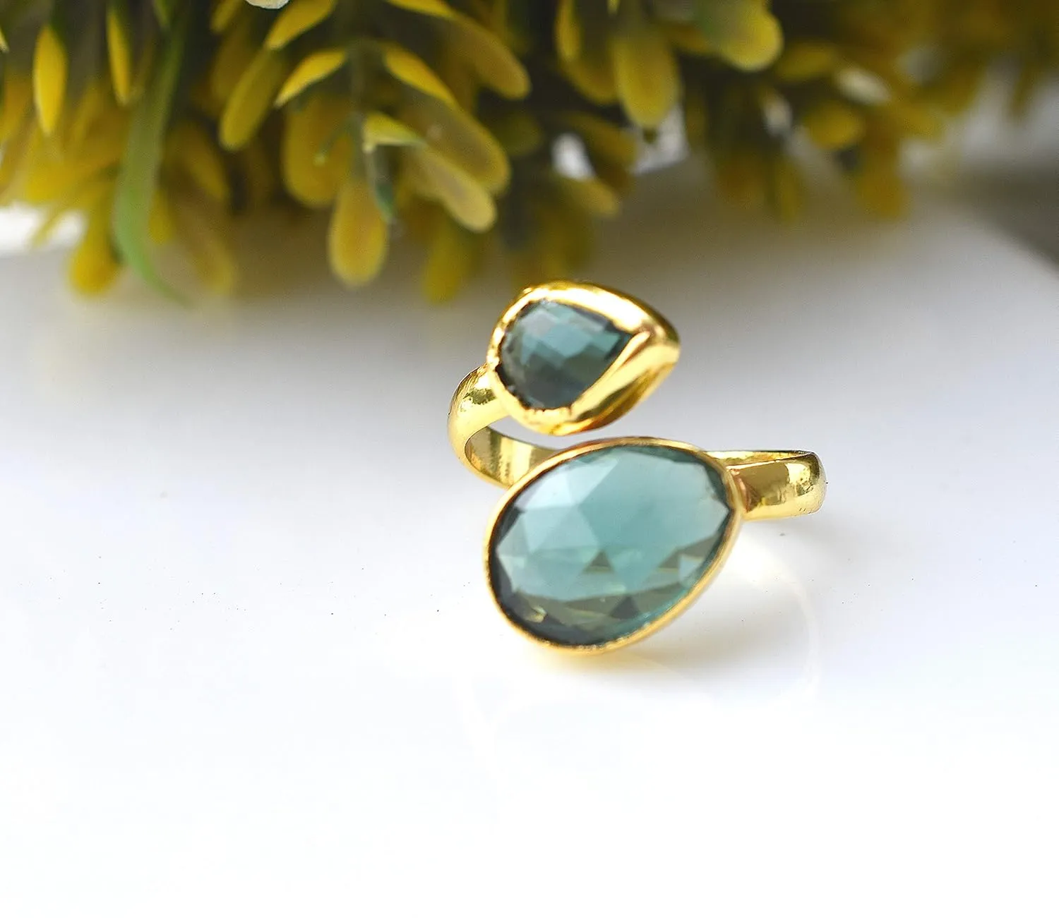 Veracity Jewelry Gold Plated Multi Gemstone Rings For Women & Girls - Jewelry For Women's Birthday Anniversary Wife Mom Girlfriend Sister - Handmade Gifts (Green tourmaline)
