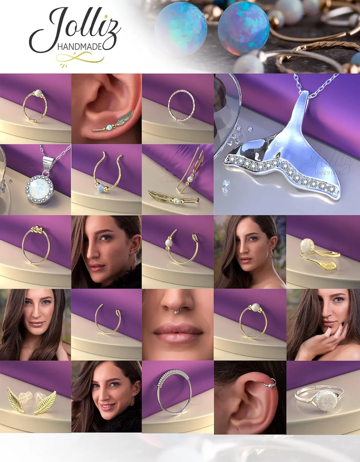 Very Thin Gold Nose Ring With Green Opal - 24 Gauge 14K Gold Nose Piercing Hoop - Hypoallergenic Nose Rings