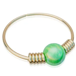 Very Thin Gold Nose Ring With Green Opal - 24 Gauge 14K Gold Nose Piercing Hoop - Hypoallergenic Nose Rings