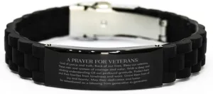 Veteran Prayer Bracelet for Men - Engraved Silicone Wristband with Inspirational Military Blessing - Gifts for Veteran, Soldier, or Military Family