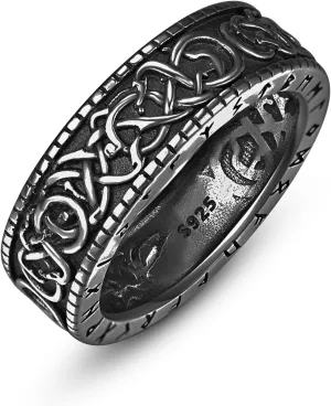 Viking Rings for Men, 925 Sterling Silver Norse Urnes Style Viking Rings, Viking Jewelry Gifts for Men Ring Size 5-15 (with Gift Box)