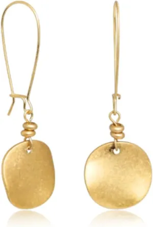 Vintage Disc Coin Statement Long Dangle Drop Big Hoop Earrings for Women Minimalist Geometric Brushed 18k Gold Plated Lightweight Hypoallergenic Dangling Hanging Trendy Fashion Jewelry Gift