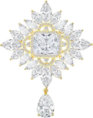 Vintage Pearl Broches Jewelry for Women Fashion Full Drill Teardrop Brooches Bridal Wedding Bouquet Brooch Pins